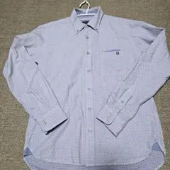 BEAMS ドット柄 薄いブルー長袖シャツ M