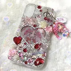 【デコ電】ピンク 量産型 推し活 スマホケース ハート リボン キラキラ