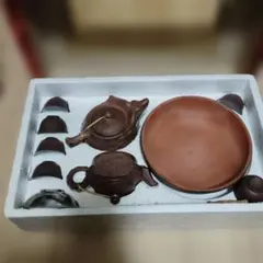 中国茶器セット 彫刻入り 急須 湯呑 茶托