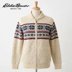Eddie Bauer エディーバウアー ノルディック柄 ジップアップニット Sのサムネイル