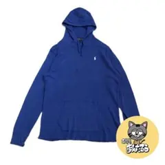 ポロラルフローレン 古着 パーカー サーマル ワッフル ブルー 2XL