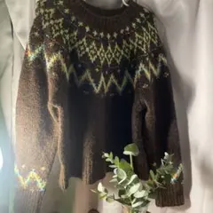 フェアアイル柄長袖セーター