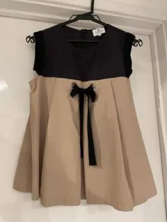 【LANVIN en Bleu】ノースリーブチュニック 38サイズ 黒/ベージュ