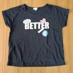 150 女の子 ネイビー プリント Tシャツ 紺色のサムネイル
