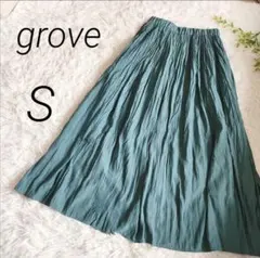 【grove】グローブ　フレアスカート　マキシ丈　グリーン　春夏　S　リゾートのサムネイル
