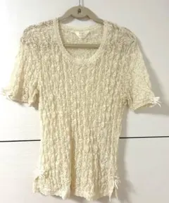 インゲボルグ キナリ系 総花模様レース リボン付き 伸縮性あり トップス 姫系のサムネイル