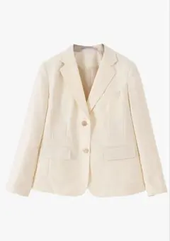 アイボリー　ブレザー　上着　白　制服　フォーマル　ジャケット　スクール　無地　M