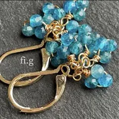 14kgf ブルーアパタイト　チェンジャブルピアス アガット、エテ好きに