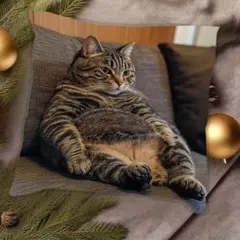 猫好き必見 ふてぶてしさが可愛い クッションカバー 45cm 癒し系のサムネイル