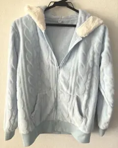 水色 フリースパーカー 160サイズ ボア付き