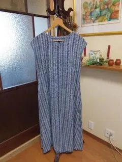 着物リメイク 紳士物の浴衣からＡラインのロングワンピース