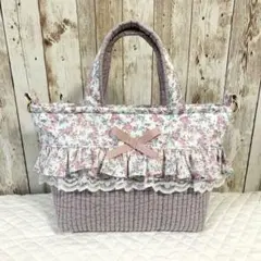 保温保冷　お弁当バッグ　リバティ　ヌビ　保冷ポケット付き　ハンドメイド