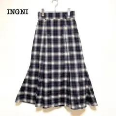 INGNI イング　フレアスカート　黒　【M】　チェック柄　ロング　女っぽ