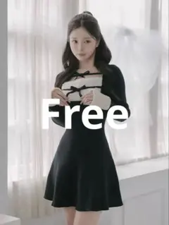 Darich リボンファーフレアニットミニワンピース