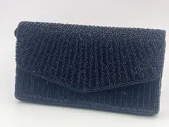 ビーズ装飾 黒 クラッチバッグ