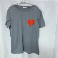ティーンベル Tシャツ クルーネック 半袖 カットソー ハート M 灰色 綿