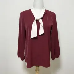 【美品✨️】【M】ASTORIA ODIERボウタイブラウス 長袖 ボルドーのサムネイル