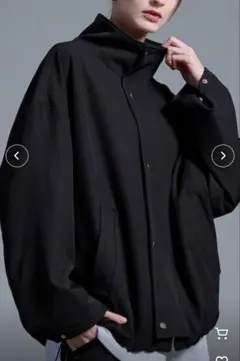 LOOSEドレープモード ハイネックスタンドモッズブルゾン（ブラック）