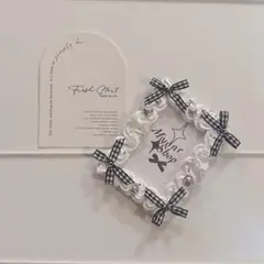 B8 ホイップデコ硬質トレカケース　うねうね♡ホワイトリボンチェック