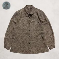 長袖シャツ 花柄 ブラウン Mサイズ レトロ風 カジュアル 秋