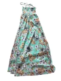 ロングワンピース リゾートワンピース 緑系 花柄