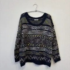 furryrate ネイビー マルチカラー ニット セーター