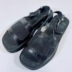 良品 GIANNI VERSACE サンダル メデューサ 厚底 レザー 黒 L