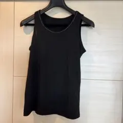 ビーズ装飾付き ブラック タンクトップ L