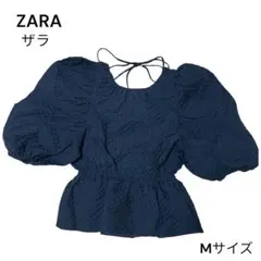 ZARA ザラ テクスチャー入り生地ブラウス パフスリーブ Mサイズ
