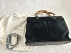GUCCI ブラックスエード ハンドバッグ