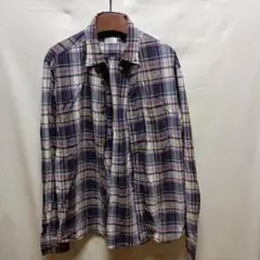 メンズシャツ　ÉDIFICE チェック柄 長袖シャツ ネイビー系40