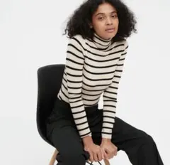 エクストラファインメリノリブタートルネックセーター Sサイズ