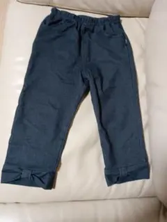 ダークブルー リボン付き長ズボン130cm