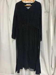 メルローズ 綿100% ドット柄 ロングワンピース