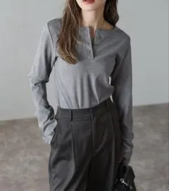 【新品】前後2WAYラメリブヘンリーネックプルオーバー