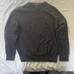TOMMY HILFIGER ブラック クルーネック コットンニットL