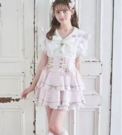 リズリサ LIZLISA はしごリボンギンガムティアードスカパン ピンク