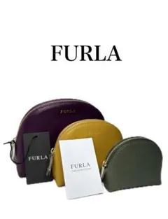 FURLA フルラ ポーチ 3点セット パープル/イエロー/グリーン
