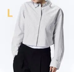美品＊GU オックスフォードストライプショートシャツ L＊