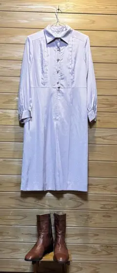 薄紫色 膝丈ワンピース 長袖