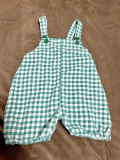 グリーンチェック サロペット 80