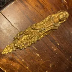 中国古美術・旧蔵龍紋如意腰帯留め・鏨刻鎏金・純銅细密彫・純手作り