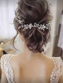 パールとクリスタルのウェディングヘッドドレス