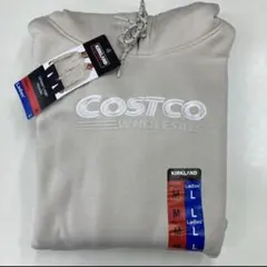 新品 コストコ 2025年ロゴパーカー ユニセックスフーディ 裏起毛 ベージュ