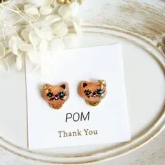 ハンドメイド レジン 猫ちゃん ピアス イヤリングR-606