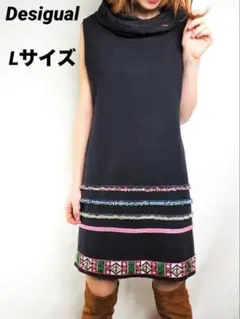 Desigual デシグアル　刺繍　ノースリーブワンピース Lサイズのサムネイル