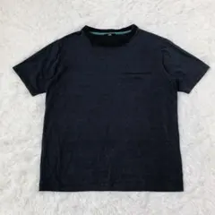 23区　半袖Tシャツ　クルーネック　リネンブレンド　ネイビー　大きいサイズ　XL