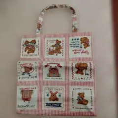 テディベア柄折りたたみトートバッグ