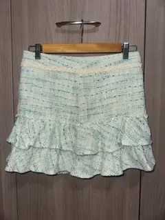 & by P&D ツイード フリル ミニスカート ライトブルー