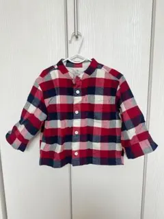 【数回使用美品】チェック柄長袖シャツ 90サイズ